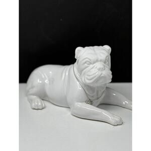 Torre & Tagus Sitting French Bull Dog Statue Tall Ceramic Necklace White
